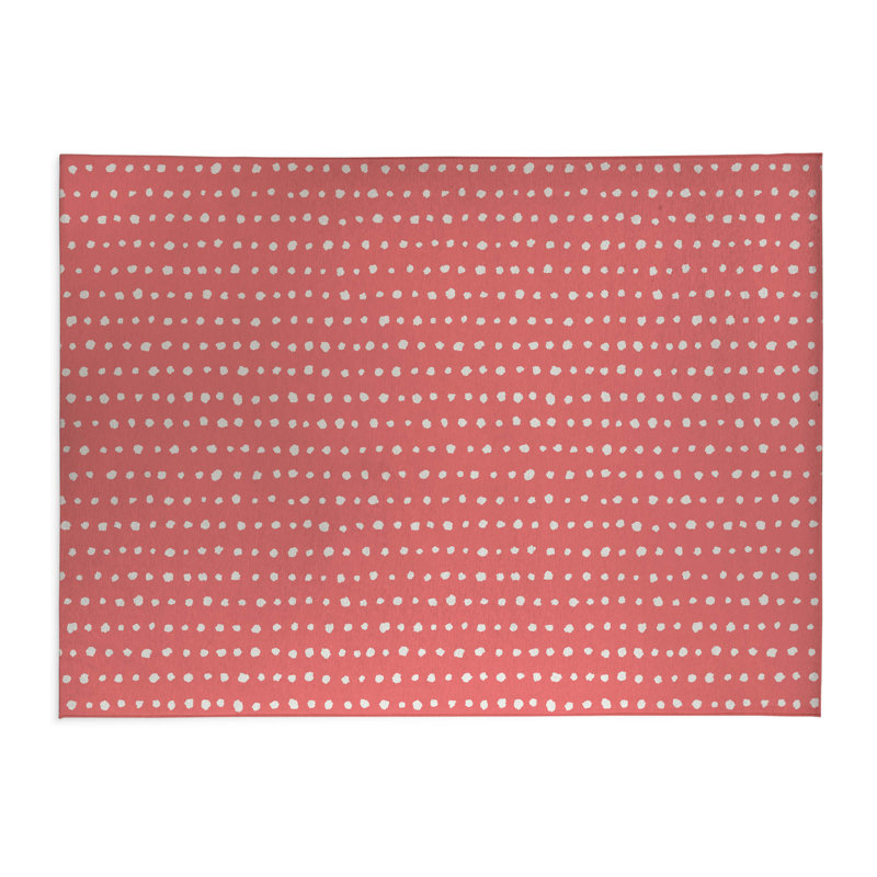 Tapis de cuisine Dot Row, Rectangulaire 3 pi x 5 pi, Vieux rose