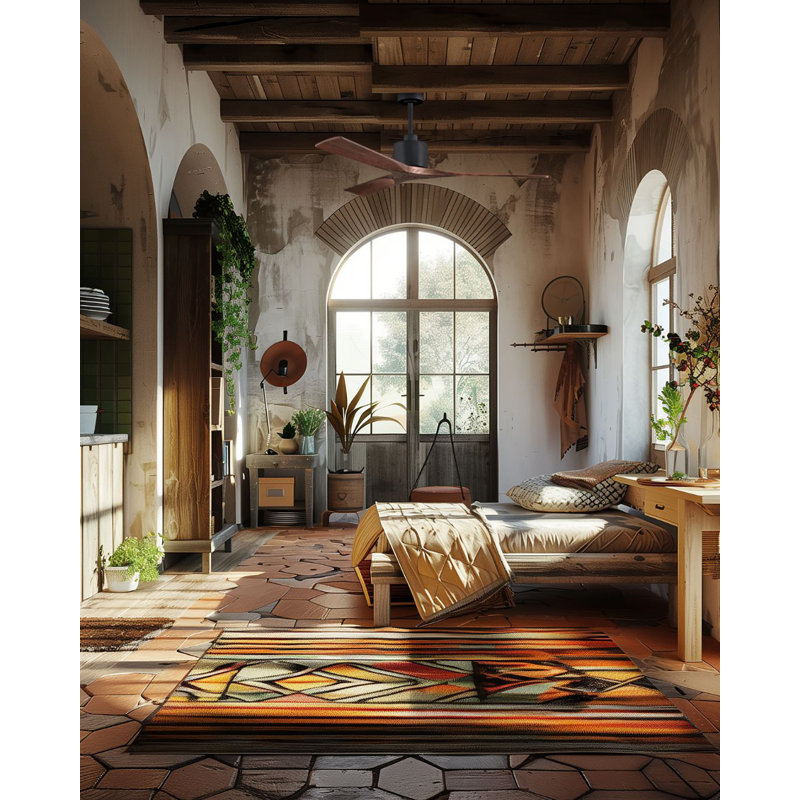 Nan Ceiling Fan In Textured Blades, Matte Black, Walnut Tone, 52"
