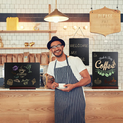 11.8X16.1 Inch Tabletop Chalkboard With Wood Base, Menu Chalkboard Stand, Message Board, Bar And Special Event Decorations, Hanging Double-Sided Chalkboards Sign For DIY Home Decoration-Walnut