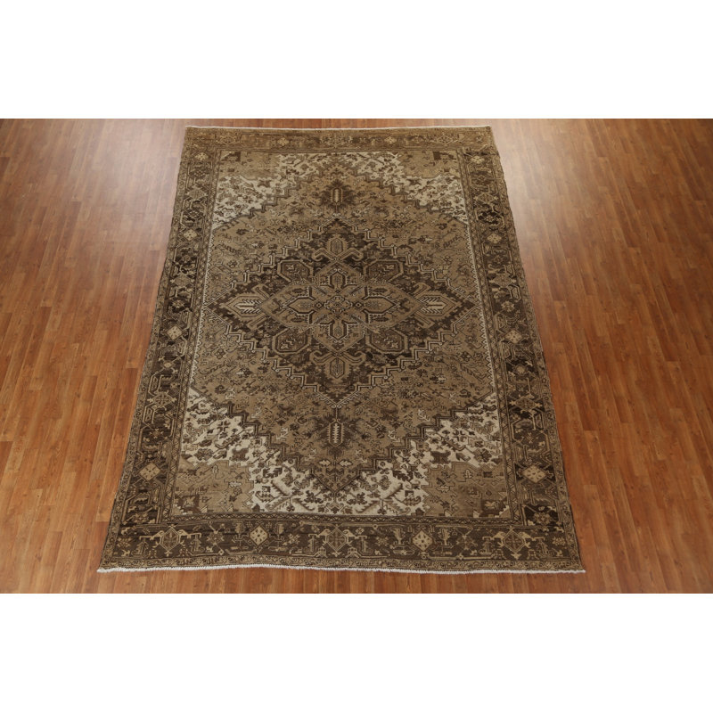 Tapis en laine à motif persan Heriz en laine noué à la main 9 x 12