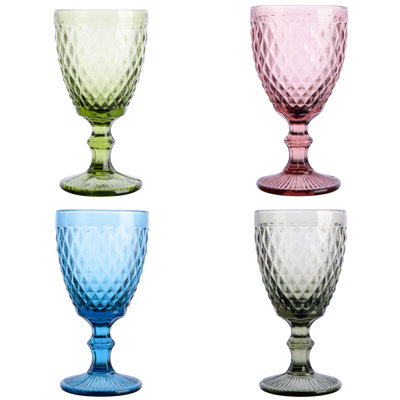 Gibson Home Rockaway Dinnerware Set, Rainbow Hues, 4-Piece Glassware Set