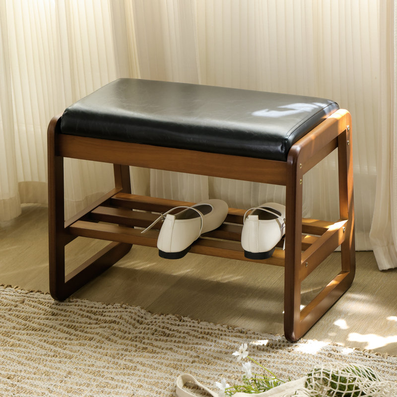Banc de rangement en similicuir, Brun, Noir