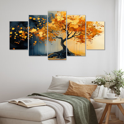 «Gold Cherry Tree Silhouette II», art sur toile