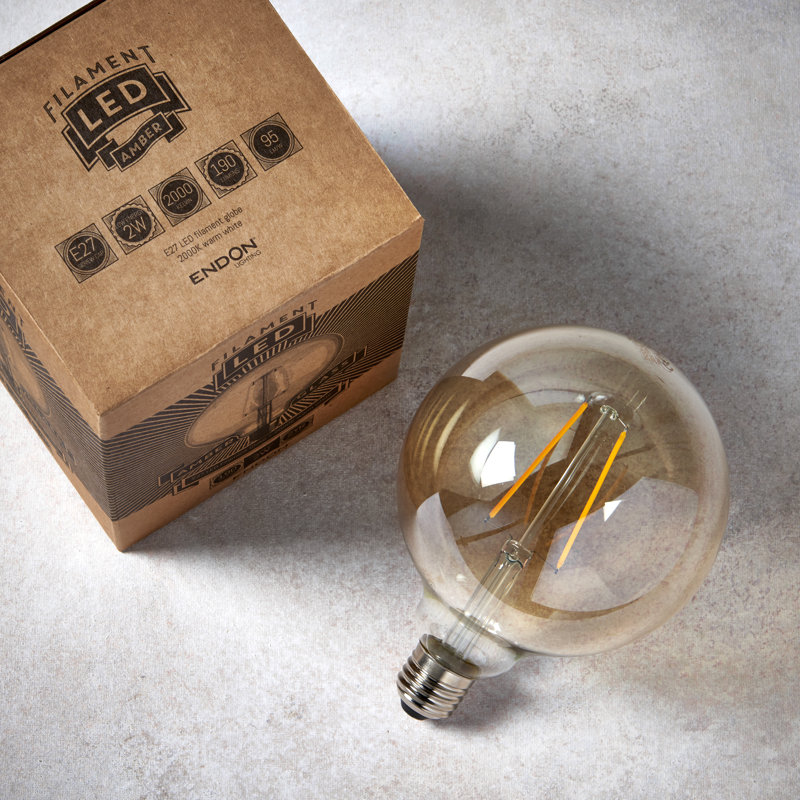 2W E27 ES G125 Amber Globe LED Non-Dimmable Bulb - 230lm 2200K Warm White