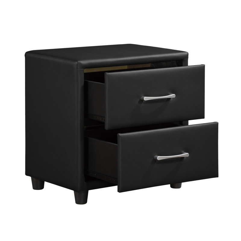 Table de chevet 2 tiroirs Gribble, Vinyle noir