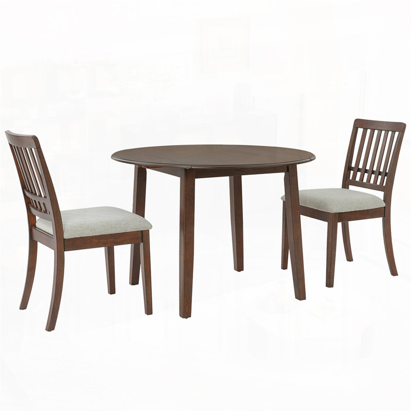 Round Dining Table Set, 3, Brown