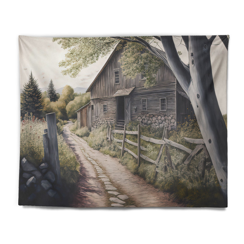 Tapisserie en polyester jaune Barn Barn in Spring III, H 50 po x l 60 po