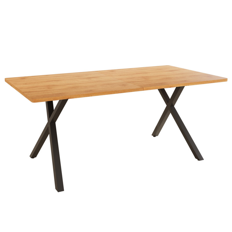 Costner 63''  Oak Modern Kitchen Dining Table , Mid-century Dining Table  For 4-6 Personal With Carbon Steel Legs