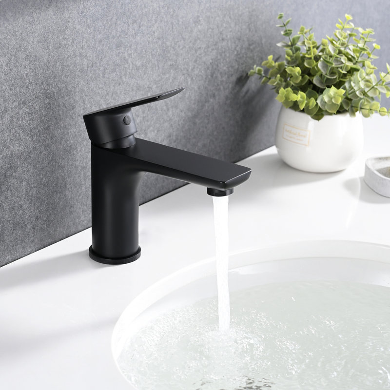 Matte Black Bathroom Sink Mixer, Single Handle, Robust Brass Material, Hole, Modern Style, Ceramic Valve, Adjustable Cold And Hot Water Flow Basin Faucet, Handle Design, Strong Brass, Appeal, Option