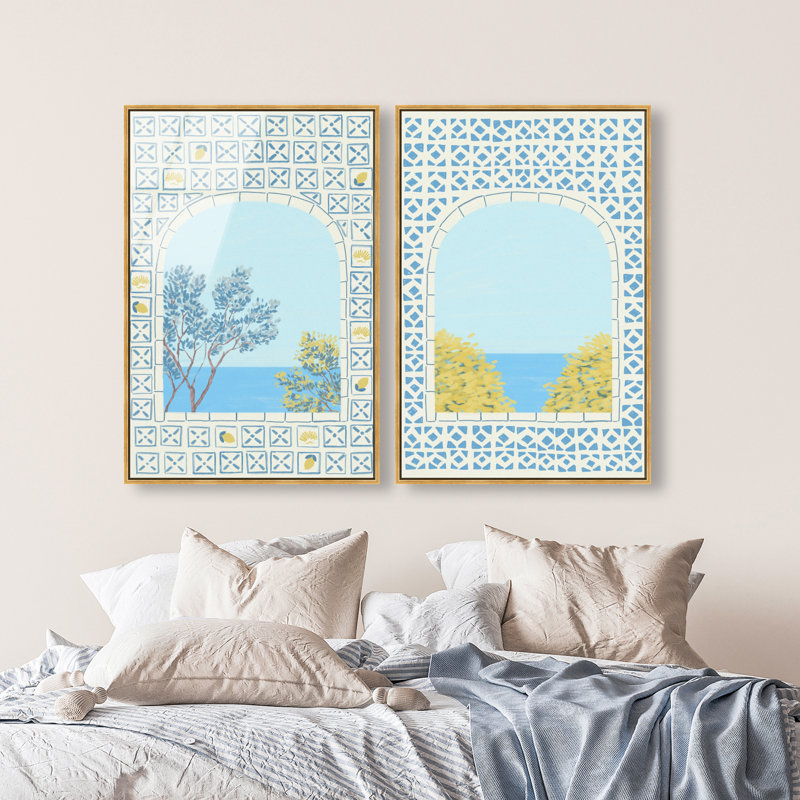 Mediterranean window set High-Gloss Frameless Acrylic Glass Wall Art Nautical & Beach Print by Oliver Gal, Ready to Hang, 10 x 15