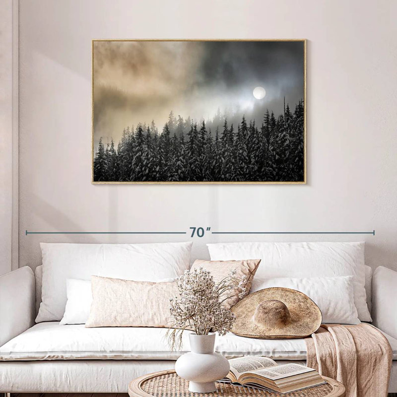 Brume d'hiver, Cadre flottant en bois naturel, 43 po x 29 po
