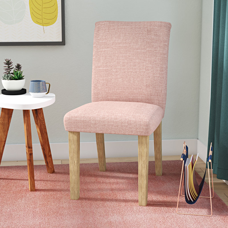 Aspasius 20'' H Upholstered Dining Chair, Zuma Navy Textured Linen, Light Yellow