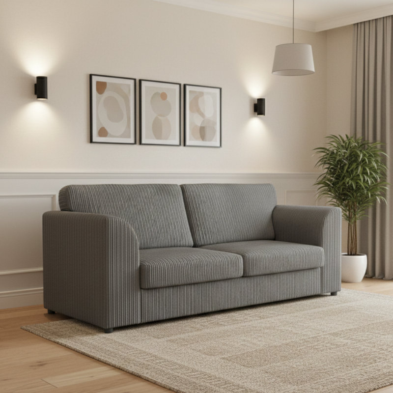 3 Seater Corduroy Sofa, Grey