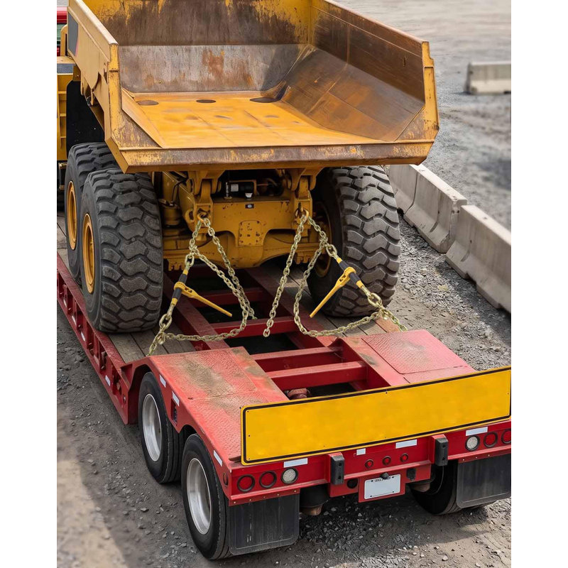 Ensemble de chaînes et tendeurs G80 – 2 jeux, tendeurs à cliquet 3/8"-1/2" avec chaînes en acier de 3 m, charge maximale d'utilisation de 4 173 kg – Conforme aux normes DOT pour le transport et le remorquage sur camion à plateau