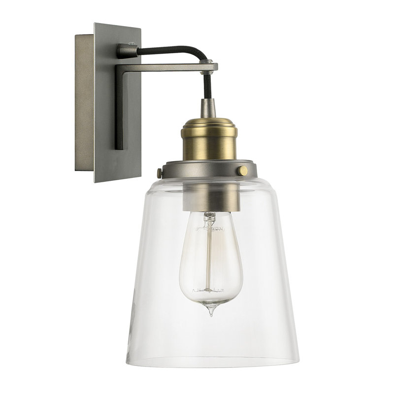 Armed Sconce, Graphite with Aged Brass