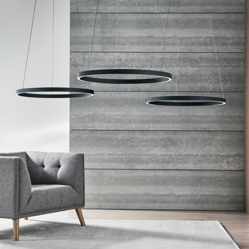 Fiama 1 - Light LED Chandelier, 1.5" H x 30" W x 30" D, Black