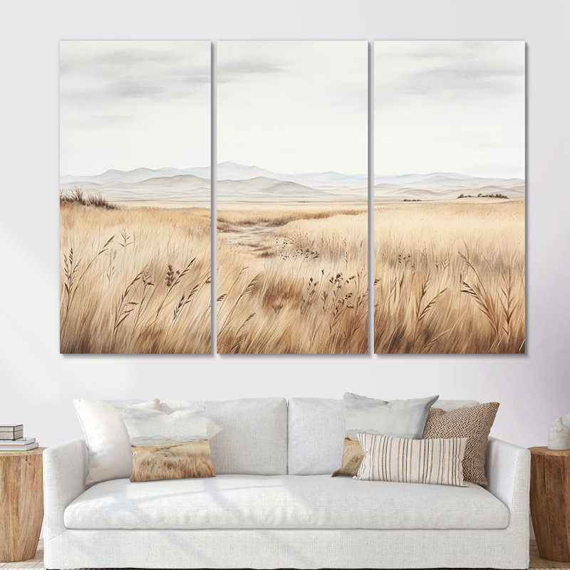 Prairie Peacefulness Meadows I - ensemble d'art mural sur toile prairies, Toile tendue, H 32 po x l 48 po x P 1 po