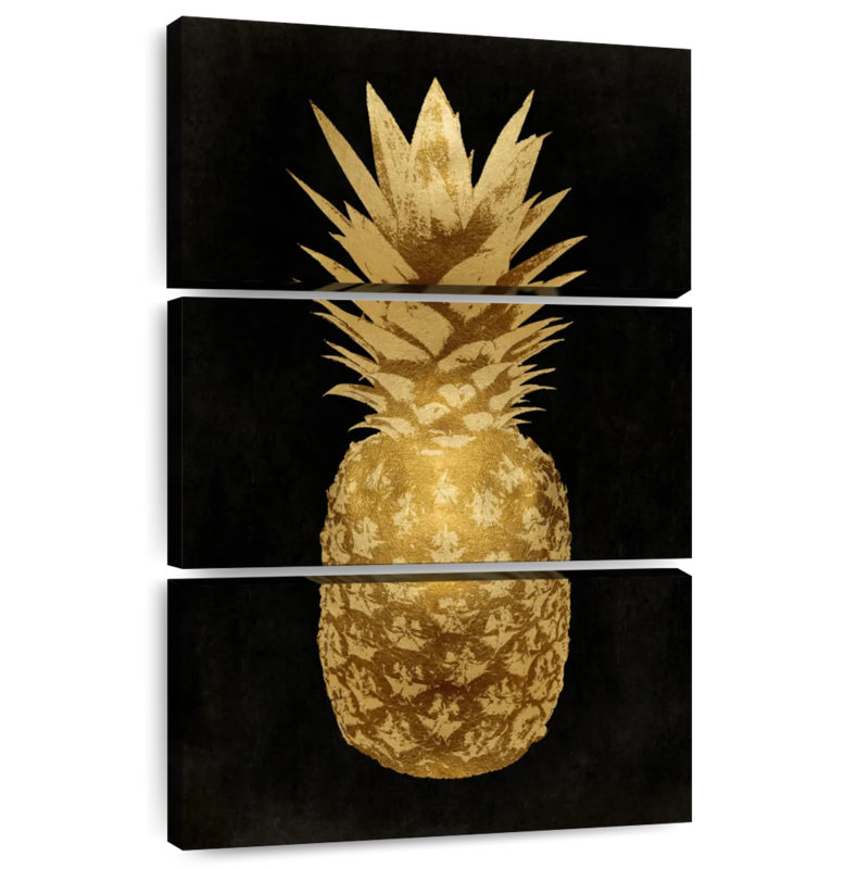 Yarlin Gold Pineapple On Black II, 45" H x 28" W