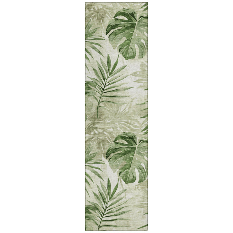 Machine Washable Indoor/Outdoor Xhevrie Aloe Rug, Runner 2'3" x 7'6"