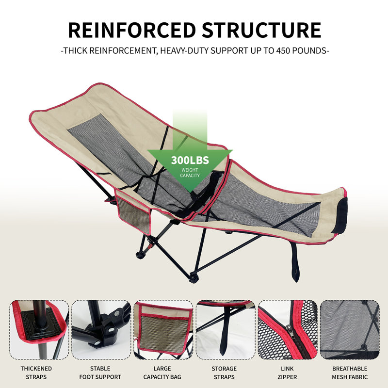 Portable Folding Moon Lounge Chair With Head Pillow & Leg Rest, 1pc Chaise Lounge Outdoor For Camping, Balcony, Beach, Can Sit Or Lie Down.