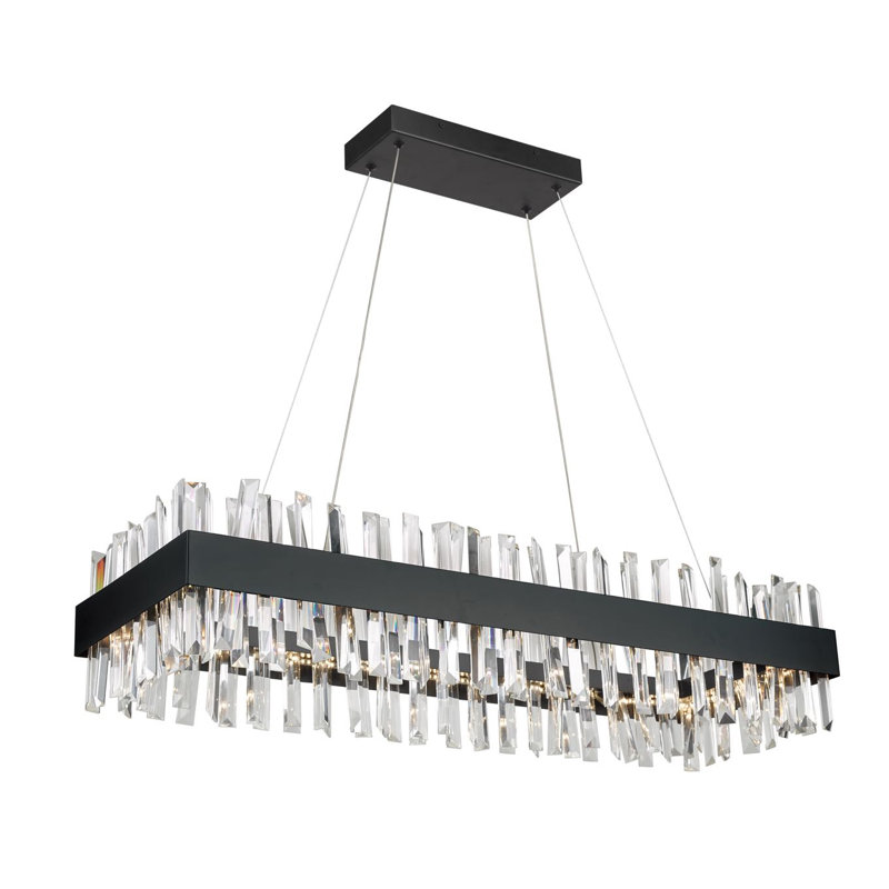 Luminaire suspendu linéaire à 6 lumières pour îlot de cuisine à DEL, Noir