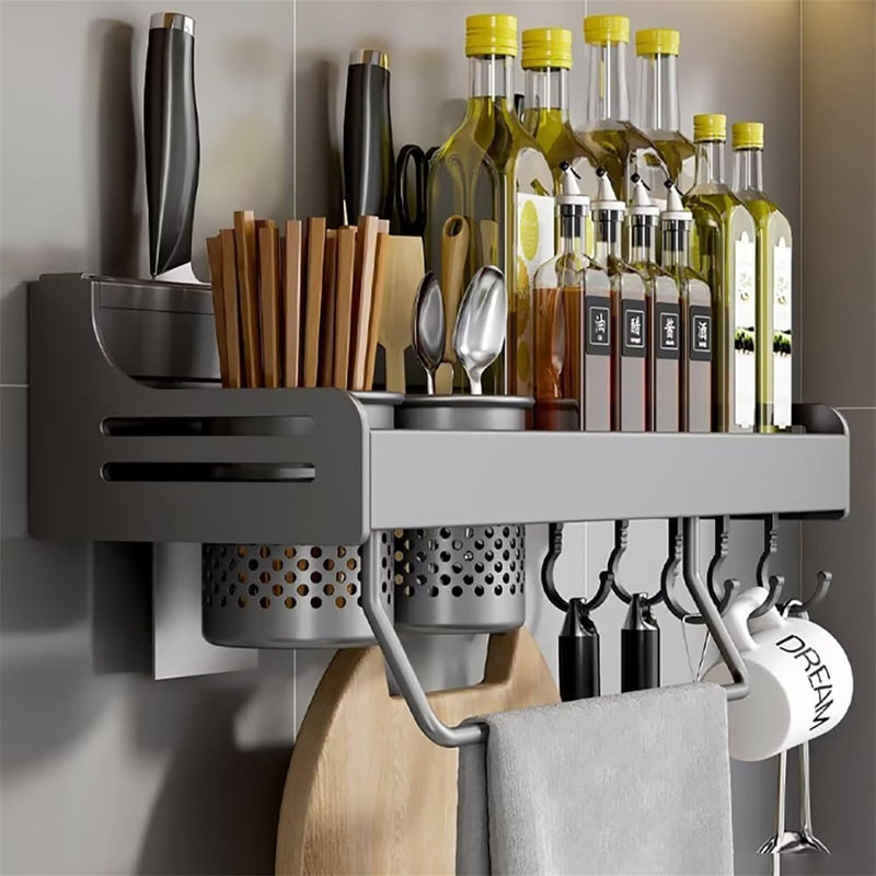 Reshanda Wall Spice Rack, 9.5" H x 40" W x 14" D
