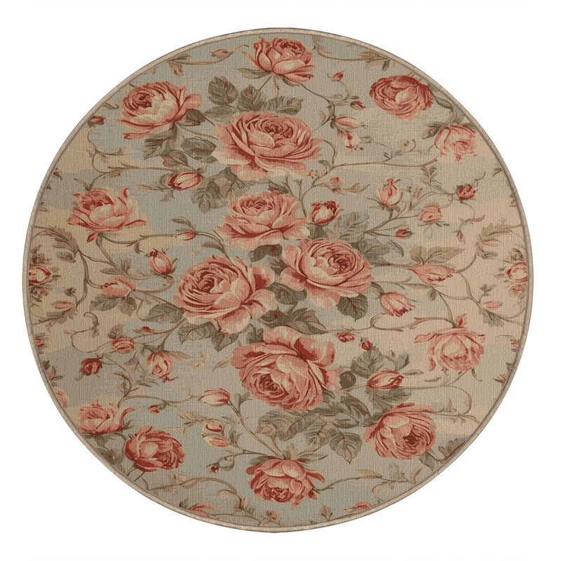 Machine Washable Persian Brown Area Rug, Round 4'
