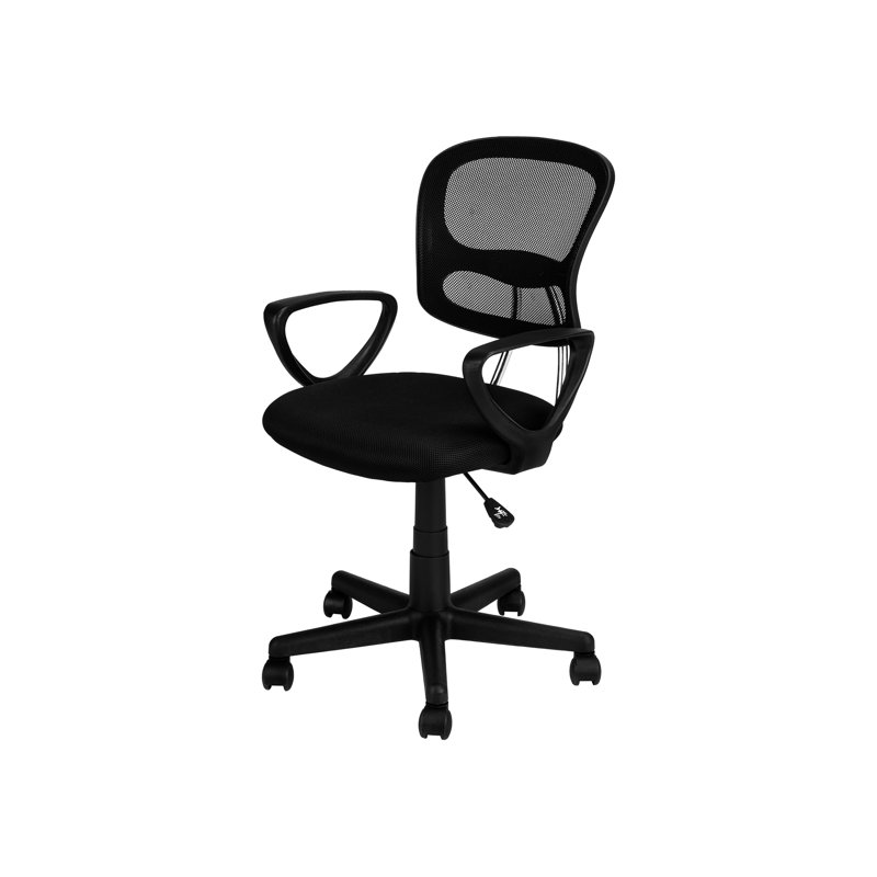 Chaise de bureau moderne : hauteur réglable et pivotante, ergonomique, dossier en maille noire