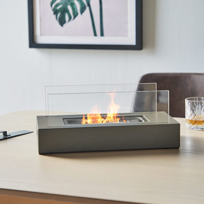 Glass Bio-Ethanol Outdoor Tabletop Fireplace with Flame Guard