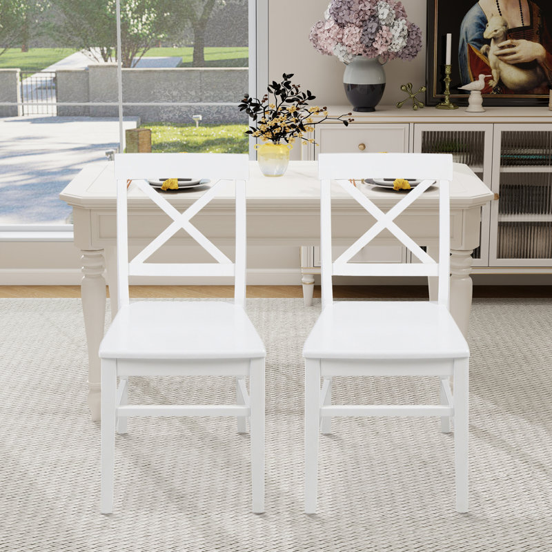 Ensemble de 2 chaises en bois d'acacia, Blanc