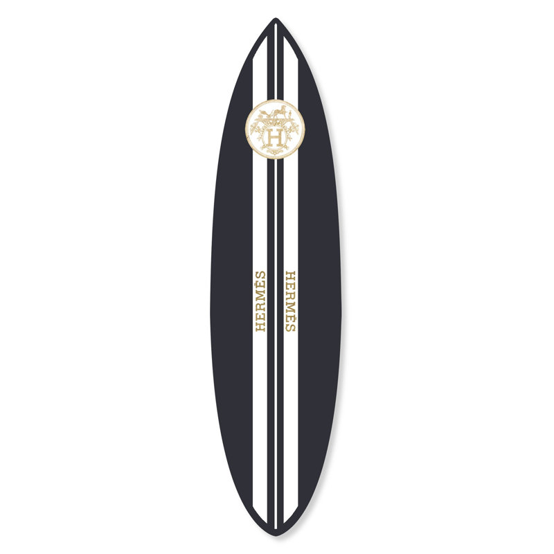 Oliver Gal French Surfboard Charcoal Fashion - Die-Cut Acrylic Glass Wall Art Sculpture