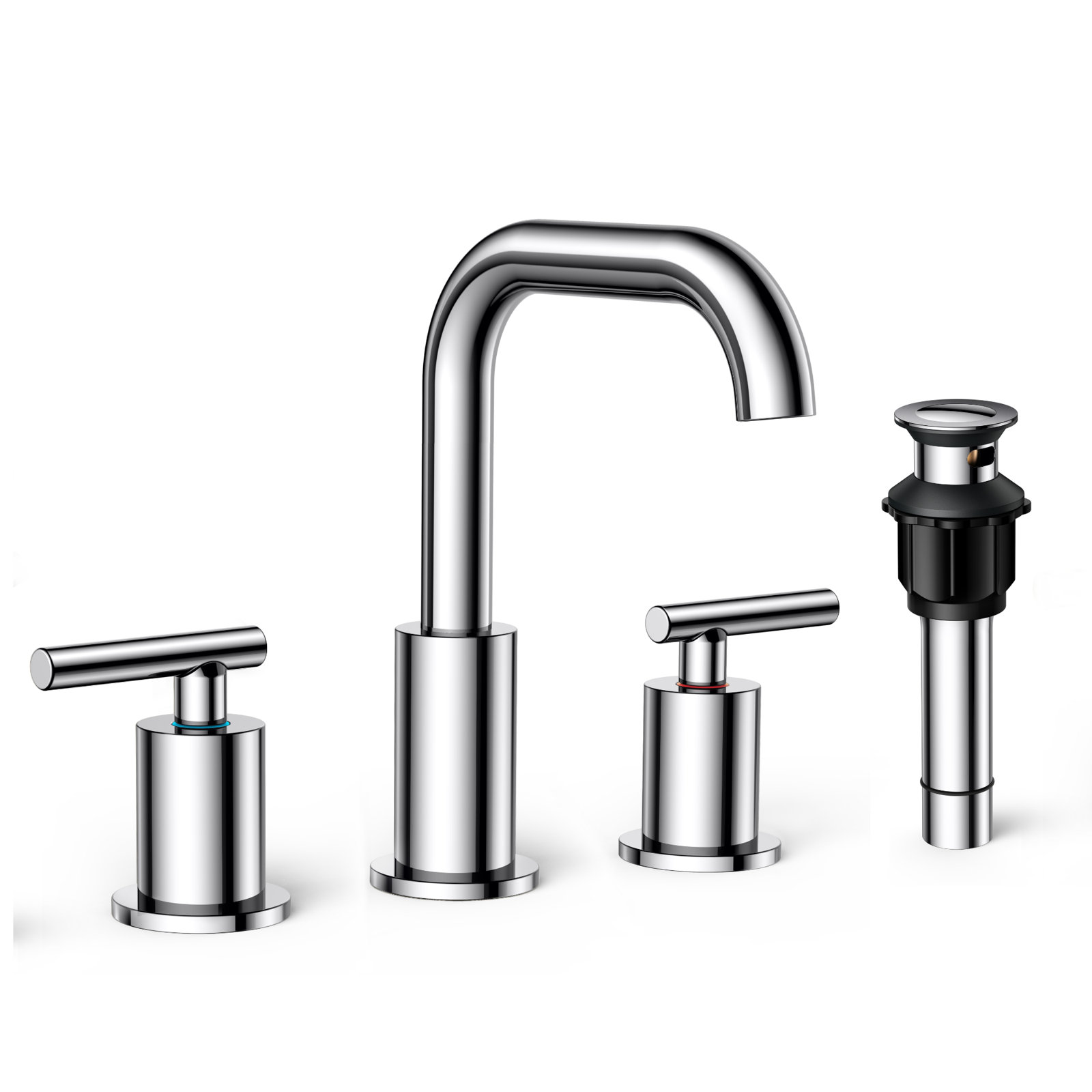 Widespread Bathroom Sink Faucet with Drain, Chrome