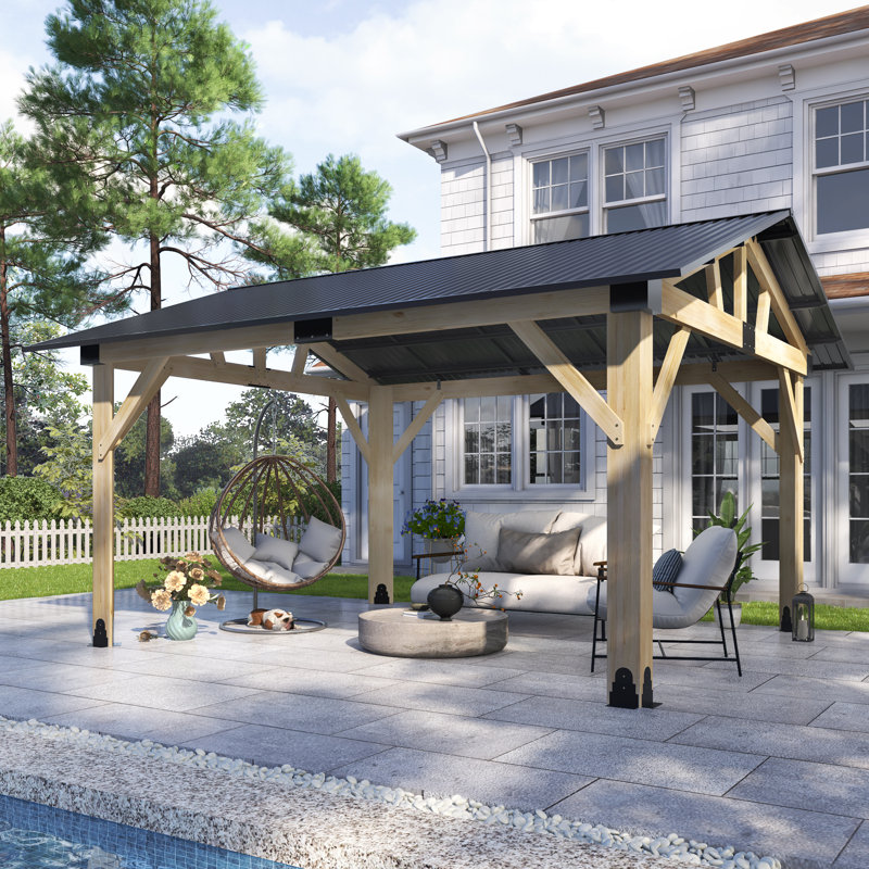 12 ft. W x 14ft. D Outdoor Cedar Wood Gazebo, 12 ft. W x 14ft. D