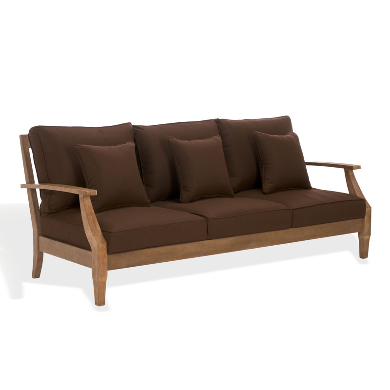 Canapé d'extérieur avec coussins de 83 po Samya, Naturel / brun foncé