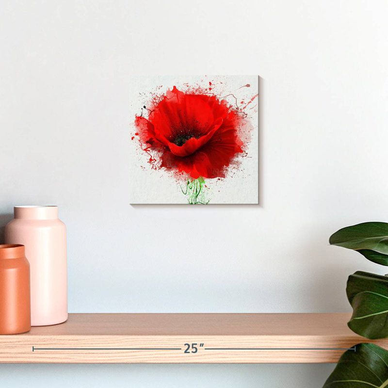 Éclaboussure de coquelicot rouge, H 10 po x l 10 po
