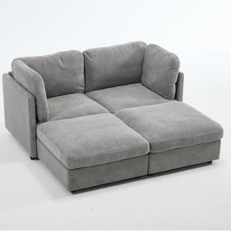 4 Piece Modular Sectional Sofa, Gray