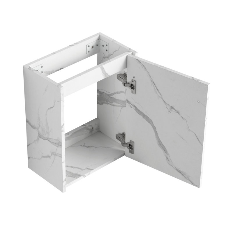 Floating Wall-Mounted Bathroom Vanity with Ceramic Sink, White