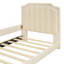 Lit de jour simple tapissier avec tête de lit à rayures classique, beige-1821533170