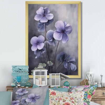 Mauve gris, violettes, rêve I - art mural floral