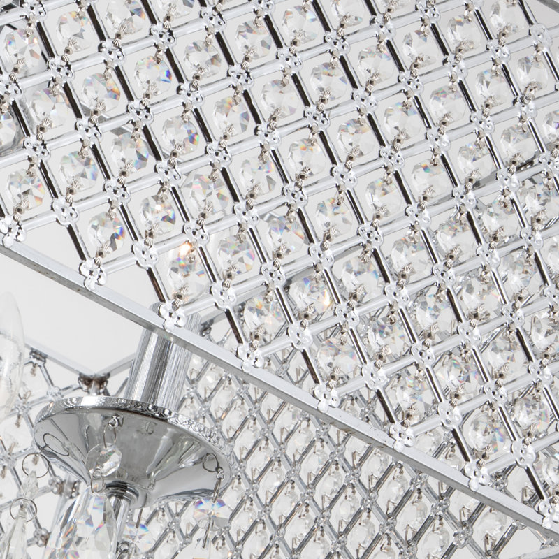 Frutos 4 - Light Crystal and Wrought Iron Dimmable Square / Rectangle Chandelier
