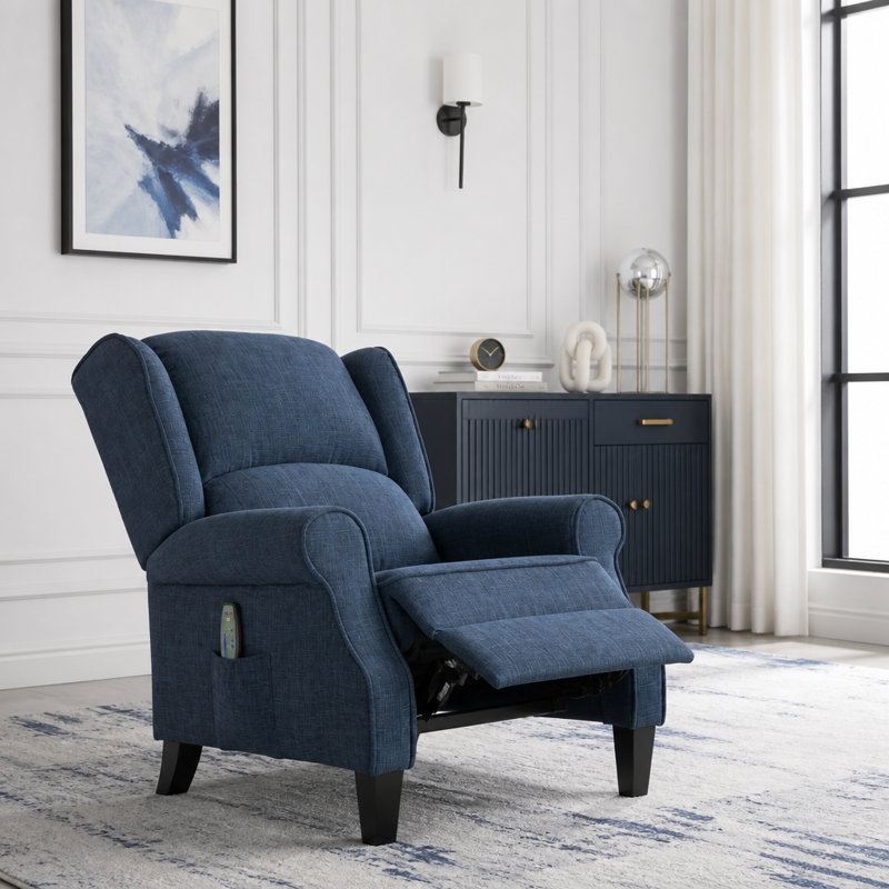 Fauteuil de massage inclinable avec fonction chauffante, Polyester bleu