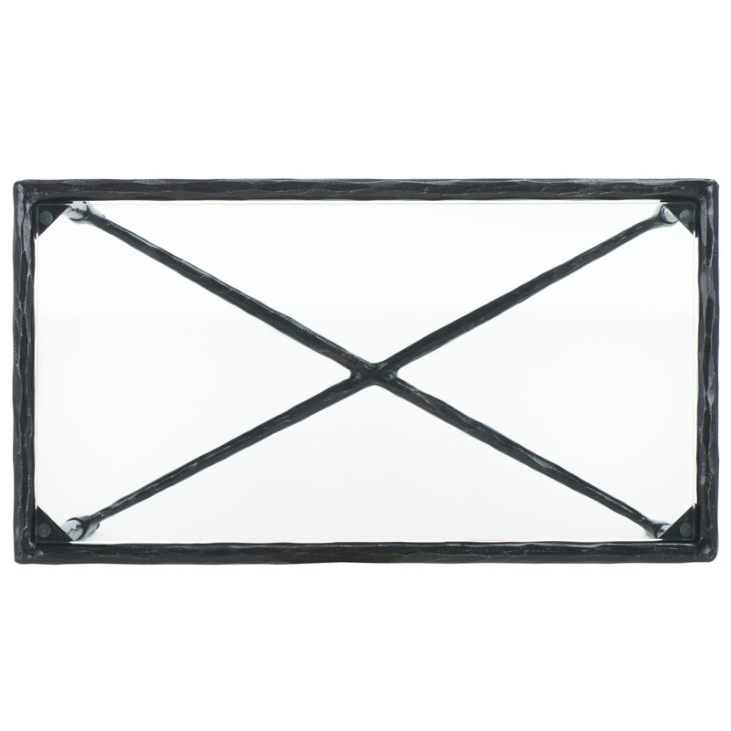 Isabellina Metal and Glass Accent Table, Black