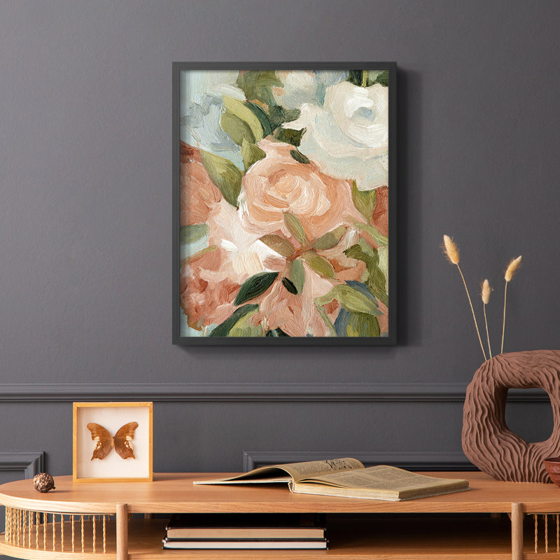 Bouquet Scatter III, reproduction encadrée - bois massif, Noir, H 14 po x l 11 po
