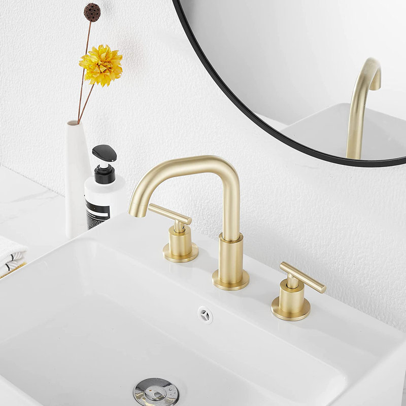 2-handle Bathroom Faucet with Drain Assembly, Brushed Gold
