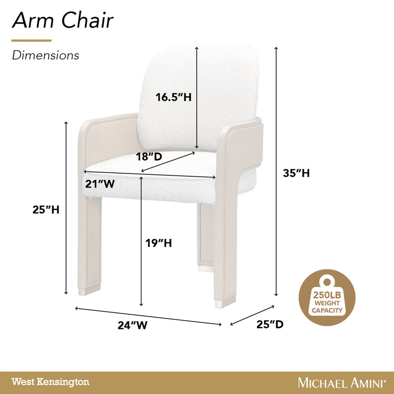 West Kensington Dining Arm Chair - Sea Salt Caramel, Medium Yellow Wood