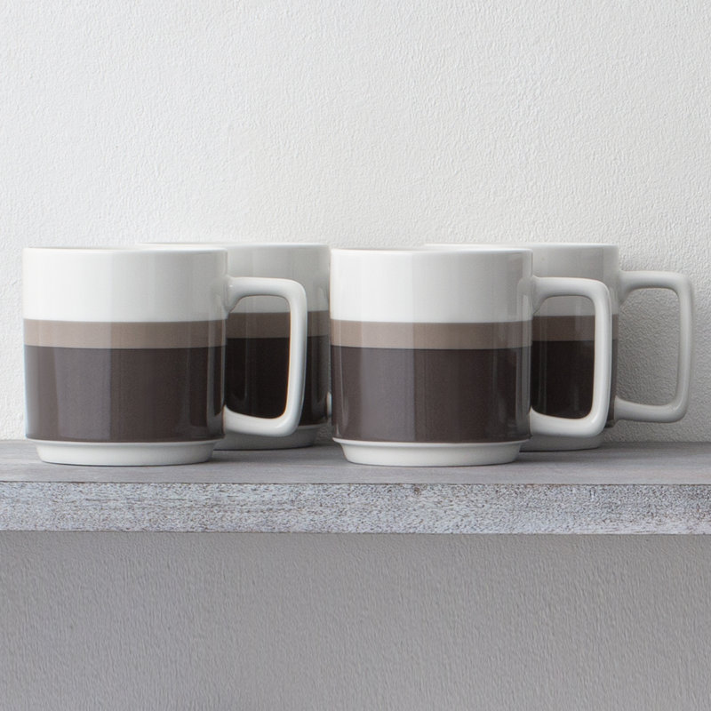 Noritake Colorstax Stripe Mugs, 16 oz., 4, Brown