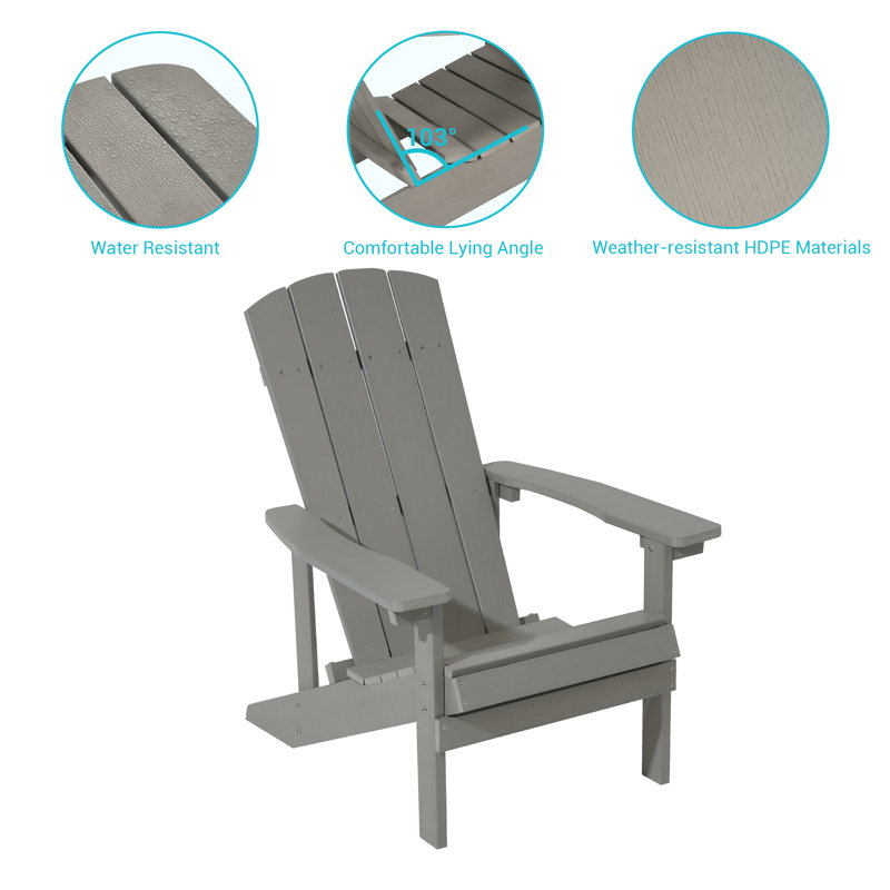 Chaise Adirondack pour l'extérieur Armenio, Gris clair