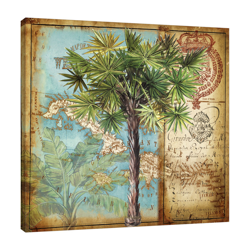 «Antique Palm Tree II» par Sely, impression sur toile tendue, H 12 po x l 12 po