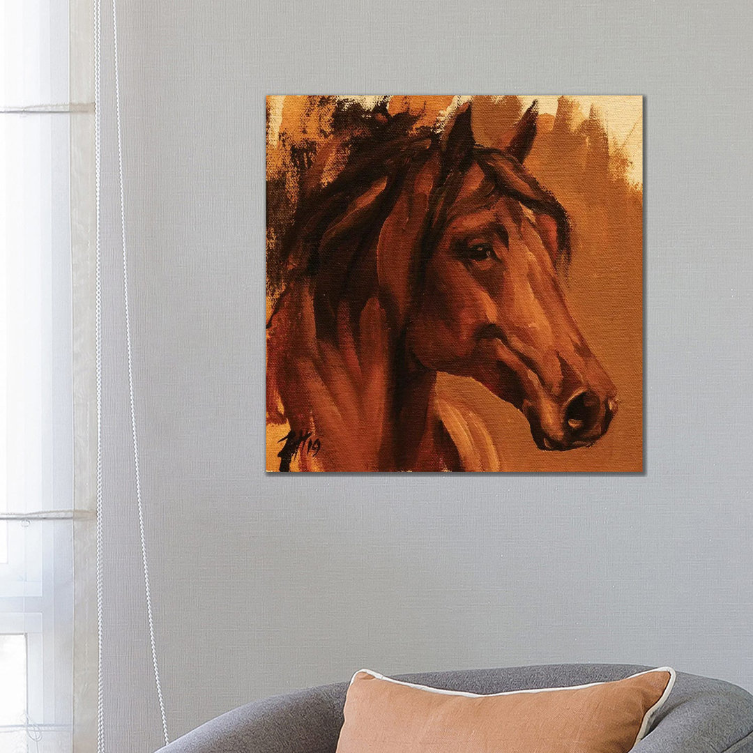 Pferdekopf Arab Chestnut (Studie 27) von Zil Hoque - Galerie-verpackte Leinwand Giclée