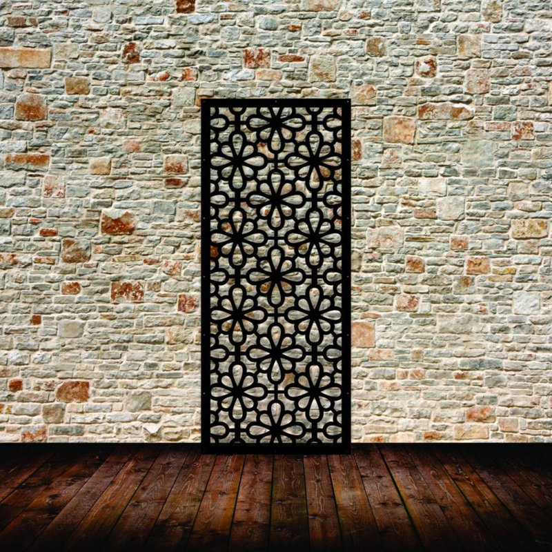 Flower Aluminum Laser-Cut Privacy Screen Panel  – Powder-Coated Outdoor Metal Wall Art, Decorative Garden Fence Privacy Divider